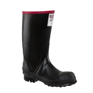 Bota industrial Super Argyll en caucho natural con puntera de acero, vulcanizada en autoclave y forro de algodón, ideal para sectores exigentes.