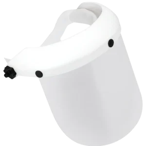 Careta odontológica con visor en PET calibre 20, cabezal graduable de polímero suave y rodachispas resistente a químicos, fabricada bajo norma ANSI Z81.1.