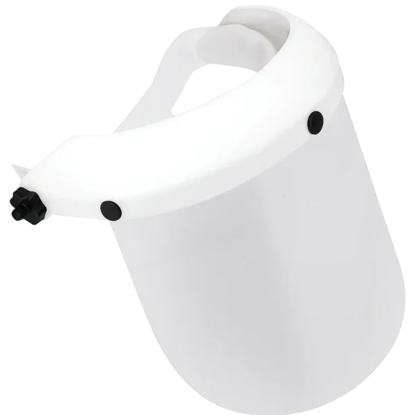 Careta odontológica con visor en PET calibre 20, cabezal graduable de polímero suave y rodachispas resistente a químicos, fabricada bajo norma ANSI Z81.1.