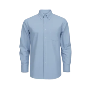 camisa oxford en colores azul y blanca, tela importada, diseño formal con botones y cuello clásico