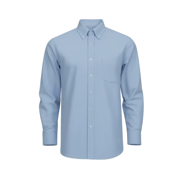 camisa oxford en colores azul y blanca, tela importada, diseño formal con botones y cuello clásico