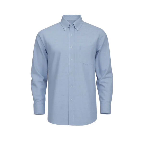 camisa oxford en colores azul y blanca, tela nacional textilia, con botones y diseño formal