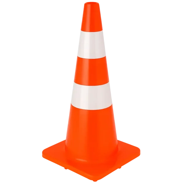 Cono vial de PVC con dos cintas reflectivas para señalización en carreteras u obras