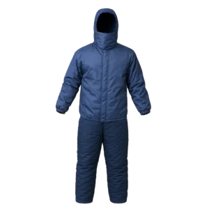 Conjunto térmico de dos piezas para cuartos fríos, con chaqueta acolchada y pantalón con cintura resortada. Ideal para ambientes de baja temperatura.