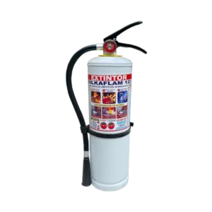 Extintor Solkaflam con agente limpio HCFC-123, ideal para fuegos clase A y C, seguro para equipos electrónicos.
