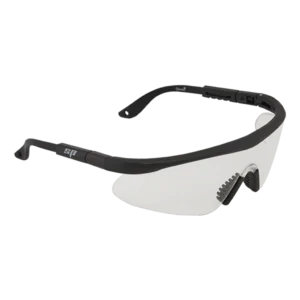 Lente de seguridad DEMON, resistente a impactos y radiación UVA, con diseño deportivo y puente nasal. Además, cuenta con patillas retráctiles que permiten acercar o alejar el lente del rostro, y sistema ratchet horizontal que permite ajustar a la altura del rostro para mayor comodidad. Lente claro para actividades internas o espacios cerrados.